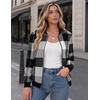 Zeagoo Jackets for Women 2026 Lightweight Bomber Jacket Plaid Flannel Coat(Black White Plaid- Gw39)