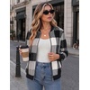 Zeagoo Jackets for Women 2026 Lightweight Bomber Jacket Plaid Flannel Coat(Black White Plaid- Gw39)
