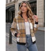 Zeagoo Jackets for Women 2026 Lightweight Bomber Jacket Plaid Flannel Coat(Brown Plaid- Gz554)