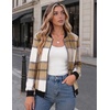 Zeagoo Jackets for Women 2026 Lightweight Bomber Jacket Plaid Flannel Coat(Brown Plaid- Gz554)