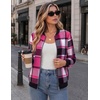 Zeagoo Jackets for Women 2026 Lightweight Bomber Jacket Plaid Flannel Coat(Hot Pink Plaid- Gz553)