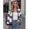 Zeagoo Jackets for Women 2026 Lightweight Bomber Jacket Plaid Flannel Coat(Purple Brown Plaid- Gw579)