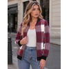 Zeagoo Jackets for Women 2026 Lightweight Bomber Jacket Plaid Flannel Coat(Red White Plaid- Gz543)