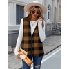 Zeagoo Vest For Women Sleeveless Sherpa Fleece Jackets Zip Up Fall Coats(Brown Plaid)