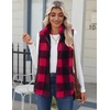 Zeagoo Vest For Women Sleeveless Sherpa Fleece Jackets Zip Up Fall Coats(Red White Plaid)