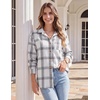 Zeagoo Women Flannel Shacket Jacket Plaid Button Down Long Sleeve Shirt(Black White-gw40)