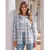 Zeagoo Women Flannel Shacket Jacket Plaid Button Down Long Sleeve Shirt(Blue-gw570)