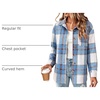 Zeagoo Women Flannel Shacket Jacket Plaid Button Down Long Sleeve Shirt(Blue-gz870)
