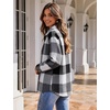 Zeagoo Women Flannel Shacket Jacket Plaid Button Down Long Sleeve Shirt(Grey Black-gw39)