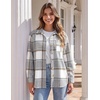 Zeagoo Women Flannel Shacket Jacket Plaid Button Down Long Sleeve Shirt(Grey-gw568)