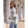 Zeagoo Women Flannel Shacket Jacket Plaid Button Down Long Sleeve Shirt(Grey-gw568)