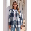 Zeagoo Women Flannel Shacket Jacket Plaid Button Down Long Sleeve Shirt(Navy Plaid-gz547)