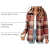 Zeagoo Women Flannel Shacket Jacket Plaid Button Down Long Sleeve Shirt(Orange)