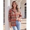 Zeagoo Women Flannel Shacket Jacket Plaid Button Down Long Sleeve Shirt(Orange Plaid-gz867)
