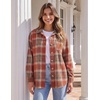 Zeagoo Women Flannel Shacket Jacket Plaid Button Down Long Sleeve Shirt(Orange Plaid-gz867)