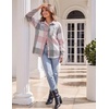 Zeagoo Women Flannel Shacket Jacket Plaid Button Down Long Sleeve Shirt(Pink Grey-gz695)