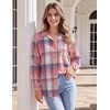 Zeagoo Women Flannel Shacket Jacket Plaid Button Down Long Sleeve Shirt(Pink Plaid-gz877)