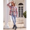 Zeagoo Women Flannel Shacket Jacket Plaid Button Down Long Sleeve Shirt(Pink Plaid-gz877)