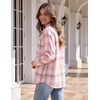 Zeagoo Women Flannel Shacket Jacket Plaid Button Down Long Sleeve Shirt(Pink-gz854)