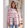 Zeagoo Women Flannel Shacket Jacket Plaid Button Down Long Sleeve Shirt(Pink-gz854)