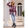 Zeagoo Women Flannel Shacket Jacket Plaid Button Down Long Sleeve Shirt(Red Plaid-gz543)