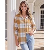 Zeagoo Women Flannel Shacket Jacket Plaid Button Down Long Sleeve Shirt(Yellow-gw578)