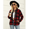 Zeagoo Women Fleece Jacket Western Aztec Print Snap Button Down Outerwear(Black Plaid)
