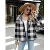 Zeagoo Women Fleece Jacket Western Aztec Print Snap Button Down Outerwear(Black and White)