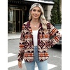 Zeagoo Women Fleece Jacket Western Aztec Print Snap Button Down Outerwear(Khaki Pattern)