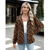 Zeagoo Women Fleece Jacket Western Aztec Print Snap Button Down Outerwear(Leopard Print)