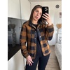 Zeagoo Women Fleece Jacket Western Aztec Print Snap Button Down Outerwear(Navy Plaid)