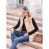 Zeagoo Women Oversized Puffer Vest Stand Collar Zip Up Sleeveless Outerwear(Beige)