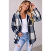 Zeagoo Women Plaid Shacket Fleece Hooded Winter Coat Warm Jackets(Blue)