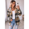 Zeagoo Women Plaid Shacket Fleece Hooded Winter Coat Warm Jackets(Coffee)