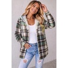 Zeagoo Women Plaid Shacket Fleece Hooded Winter Coat Warm Jackets(Green)