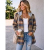 Zeagoo Women Plaid Shacket Fleece Hooded Winter Coat Warm Jackets(Light French Beige)