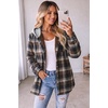 Zeagoo Women Plaid Shacket Fleece Hooded Winter Coat Warm Jackets(Navy Blue)