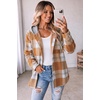 Zeagoo Women Plaid Shacket Fleece Hooded Winter Coat Warm Jackets(Orange)