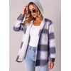 Zeagoo Women Plaid Shacket Fleece Hooded Winter Coat Warm Jackets(Purple)
