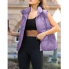 Zeagoo Women Puffer Vest Lightweight Stand Collar Sleeveless Winter Warm Zip Up Padded Outerwear Jackets with Pockets S-XXL(Lilac)