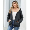 Zeagoo Women Sherpa Fleece Jacket Zip Up Thick Warm Hoodie Fall Winter Coat(Deep Grey)