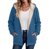 Zeagoo Women Sherpa Fleece Jacket Zip Up Thick Warm Hoodie Fall Winter Coat(Greyblue)