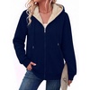 Zeagoo Women Sherpa Fleece Jacket Zip Up Thick Warm Hoodie Fall Winter Coat(Navy Blue)
