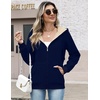 Zeagoo Women Sherpa Fleece Jacket Zip Up Thick Warm Hoodie Fall Winter Coat(Navy Blue)