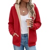 Zeagoo Women Sherpa Fleece Jacket Zip Up Thick Warm Hoodie Fall Winter Coat(Solid Red)