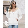 Zeagoo Women Sherpa Fleece Jacket Zip Up Thick Warm Hoodie Fall Winter Coat(White)