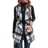 Zeagoo Women Vest Long Plaid Jackets Sleeveless Flannel Coats with Pockets(Black-gz800)
