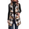 Zeagoo Women Vest Long Plaid Jackets Sleeveless Flannel Coats with Pockets(Brown-gz794)