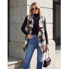Zeagoo Women Vest Long Plaid Jackets Sleeveless Flannel Coats with Pockets(Brown-gz794)