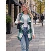 Zeagoo Women Vest Long Plaid Jackets Sleeveless Flannel Coats with Pockets(Green-gz541)